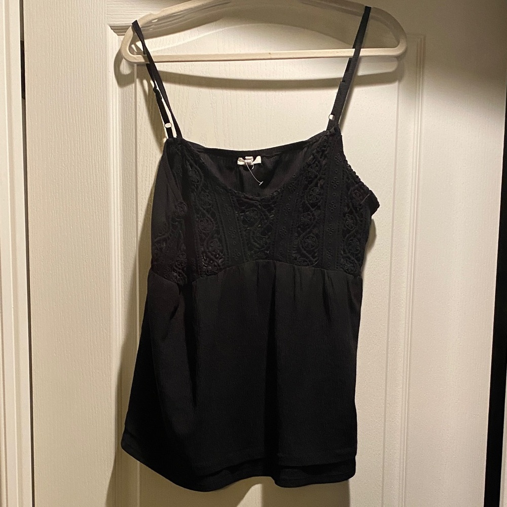 Maurices Black Lace Detail Tank Top